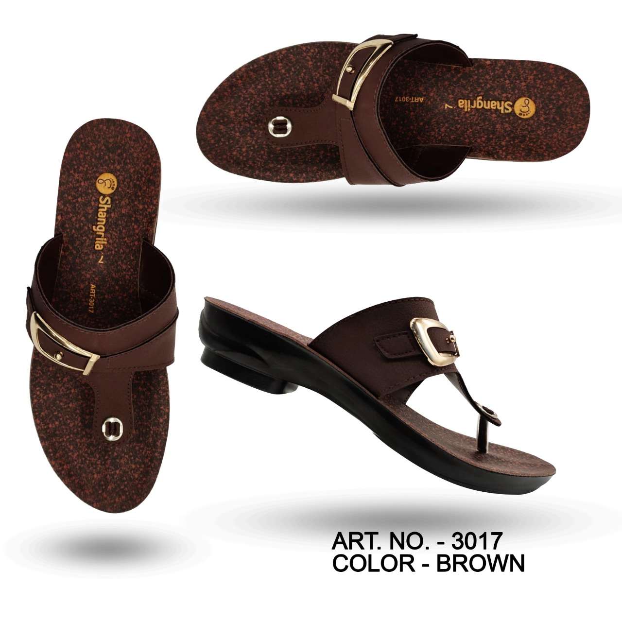 Shangrila 3017 Brown Ladies Slippers