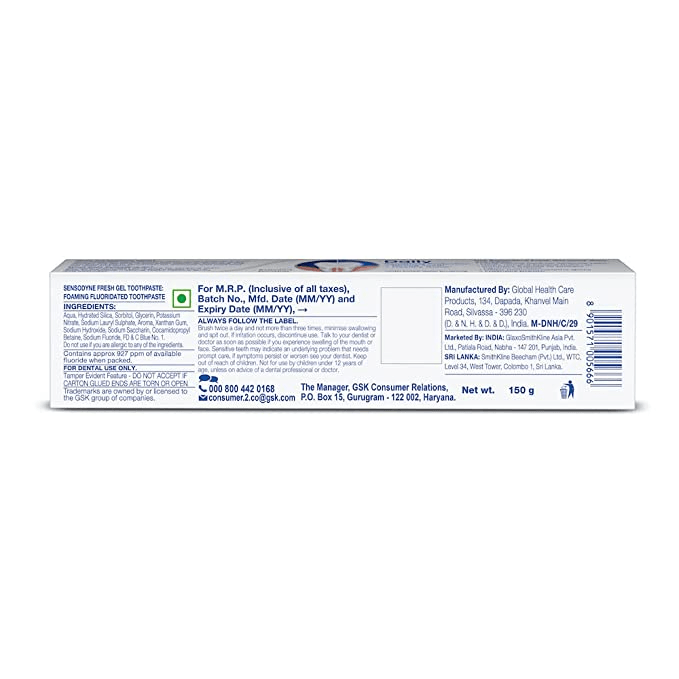Sensodyne Fresh Gel Toothpaste – 150 Gm