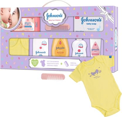 Johnson’s Baby Care Collection Gift Set with Organic Cotton Dress – 8 Pieces