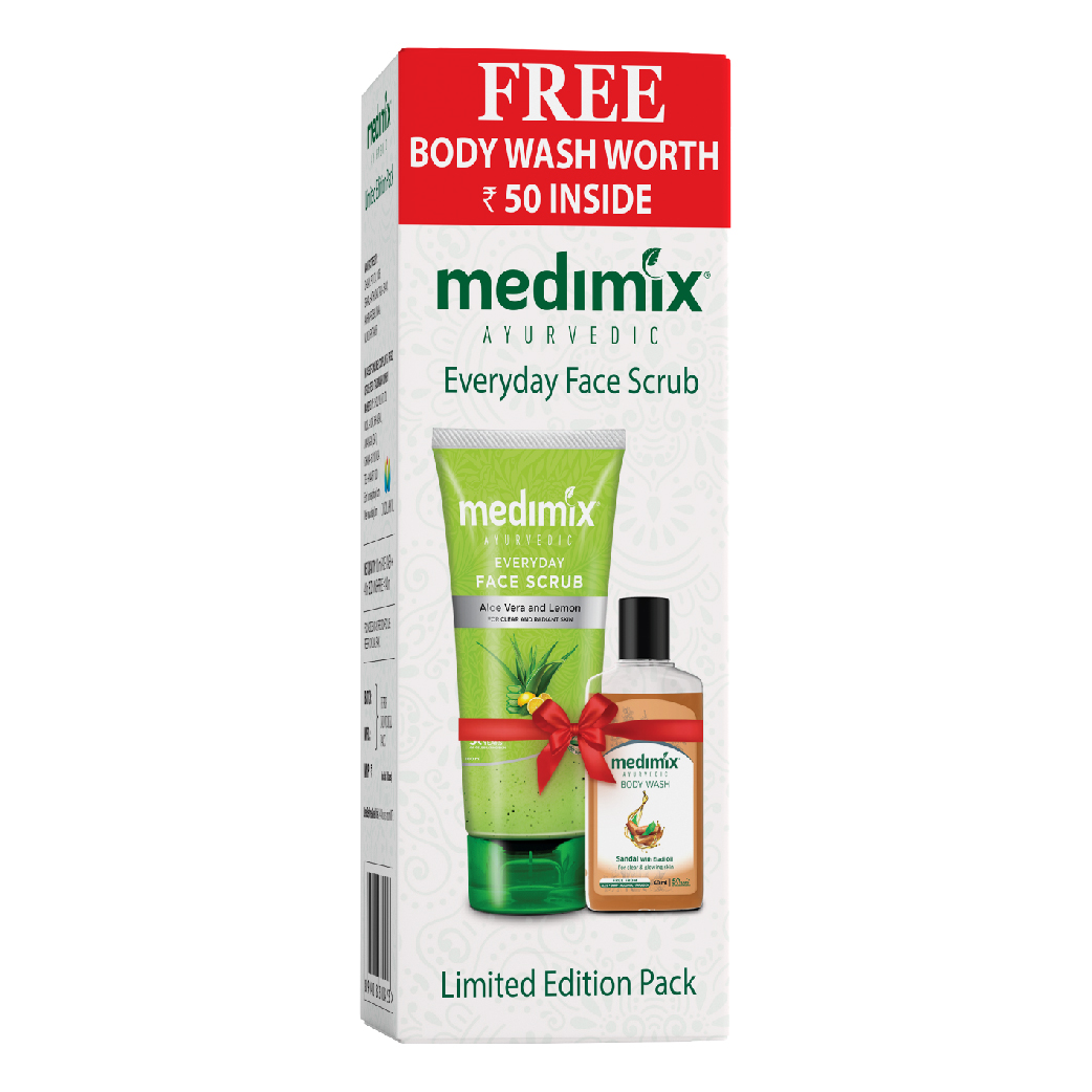 Medimix Everyday Scrub Face Wash 100 ml + 40ml Sandal Body Wash Free