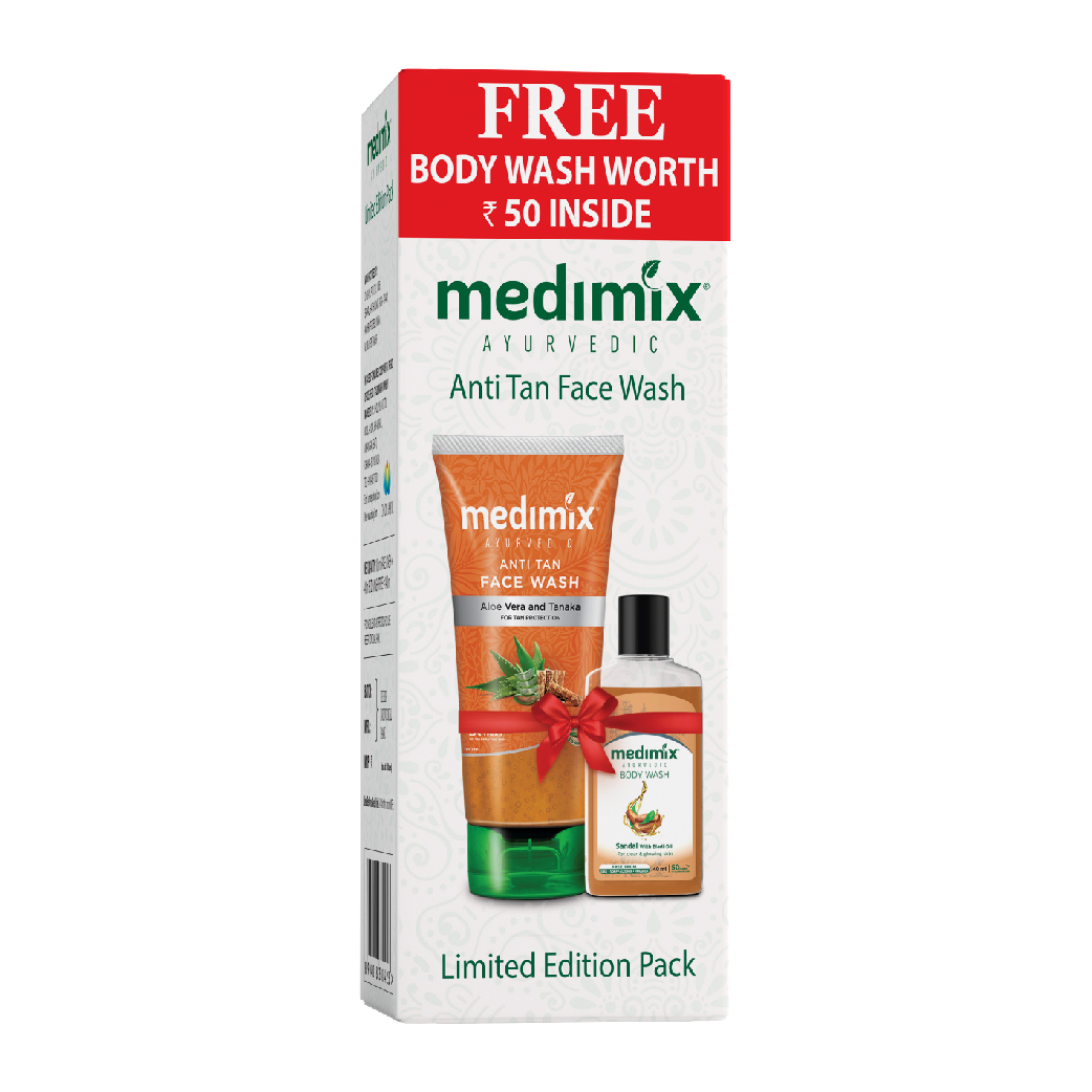Medimix Antitan Face Wash 100 ml + 40ml Sandal With Eladi Oil Body Wash Free
